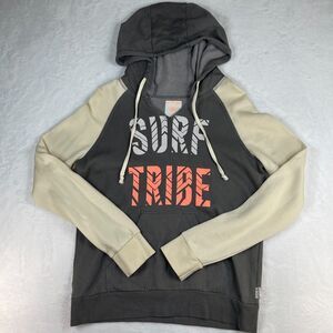 Ripcurl Hoodie Pullover Womens Medium Cream Gray Sweatshirt Long Sleeve Graphic